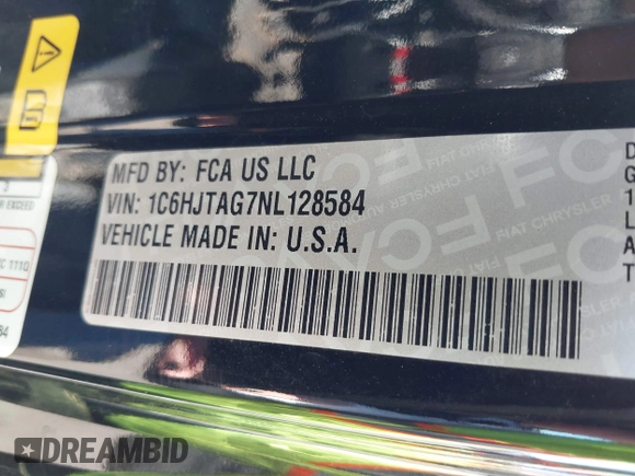 2022 Jeep Gladiator Texas Trail with VIN 1C6HJTAG7NL128584, listed as a IAAI auction lot 40630493 with Not Provided miles and . Bid and sale history available at DreamBid. Image 9.