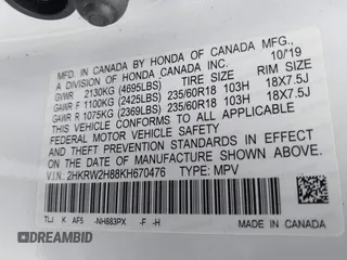 2019 Honda CR-V EX-L with VIN 2HKRW2H88KH670476, listed as a IAAI auction lot 42037439 with 36,664 mi miles and . Bid and sale history available at carsss.com. Image 9.