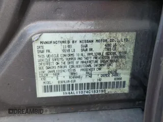 2004 Nissan Altima S with VIN 1N4AL11D74C153195, listed as a Copart auction lot 51612165 with 201,151 mi miles and Salvage Title. Bid and sale history available at carsss.com. Image 12.