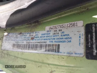 2000 Volkswagen Beetle GLX с VIN 3VWDD21C9YM430092, выставлен на аукционе IAAI как лот 40222232 с пробегом Не указан миль и . История ставок и продаж доступна на DreamBid. Изображение 9.