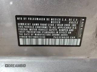 2022 Volkswagen Jetta SEL z VIN 3VWGM7BU1NM023266, wystawiony jako Copart lot #77462164 z przebiegiem 13 141 mil mil oraz Szkoda całkowita • Salvage title. Historia ofert i sprzedaży dostępna na DreamBid. Obrazek 12.