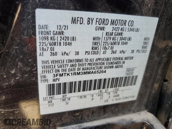 2021 Ford Mustang Mach-E Select z VIN 3FMTK1RM3MMA65264, wystawiony jako Copart lot #49924495 z przebiegiem 52 213 mil mil oraz Szkody całkowita. Historia ofert i sprzedaży dostępna na DreamBid. Obrazek 13.