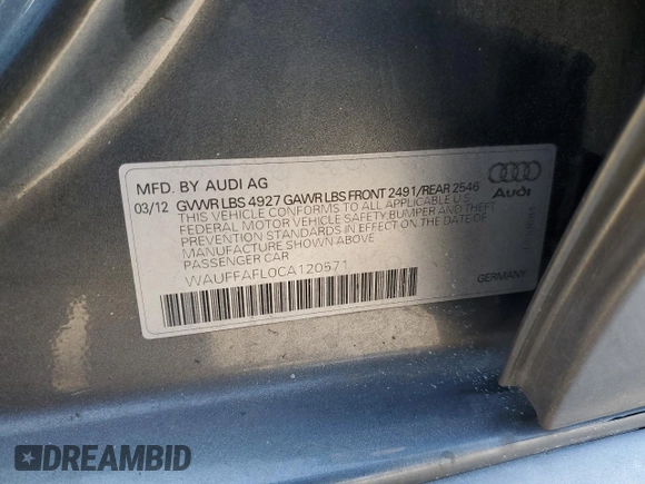 2012 Audi A4 Premium Plus z VIN WAUFFAFL0CA120571, wystawiony jako Copart lot #52630855 z przebiegiem 101 099 mil mil oraz Szkoda całkowita • Salvage title. Historia ofert i sprzedaży dostępna na DreamBid. Obrazek 12.