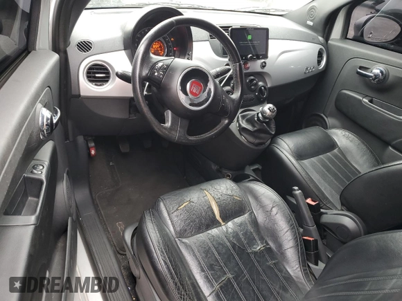 2012 FIAT 500 Sport with VIN 3C3CFFBRXCT385475, listed as a Copart auction lot 60477675 with 131,410 mi miles and Salvage title. Bid and sale history available at DreamBid. Image 8.