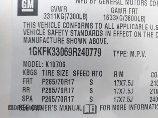2009 GMC Yukon SLT 4SB with VIN 1GKFK33069R240779, listed as a IAAI auction lot 41639862 with 182,709 mi miles and . Bid and sale history available at DreamBid. Image 9.