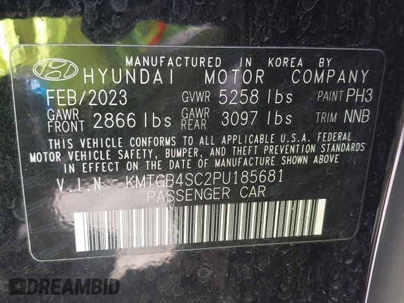 2023 Genesis G80 2.5T z VIN KMTGB4SC2PU185681, wystawiony jako IAAI lot #42463807 z przebiegiem 34 419 mil mil oraz . Historia ofert i sprzedaży dostępna na DreamBid. Obrazek 9.