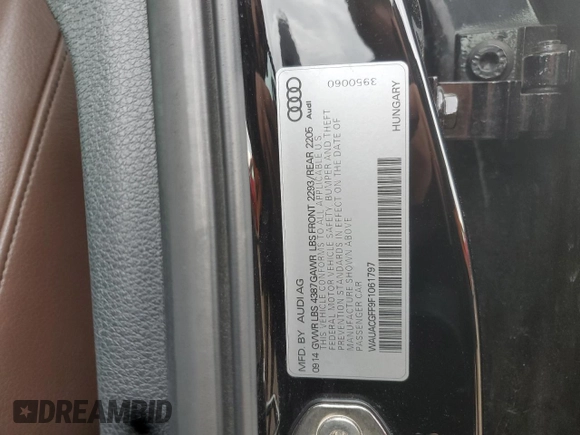 2015 Audi A3 Premium with VIN WAUACGFF9F1061797, listed as a Copart auction lot 61190735 with 78,951 mi miles and Salvage title. Bid and sale history available at DreamBid. Image 12.