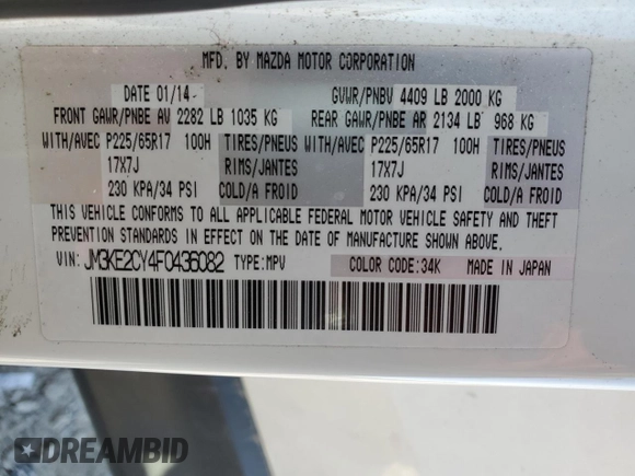 2015 Mazda CX-5 Touring with VIN JM3KE2CY4F0436082, listed as a Copart auction lot 50505365 with 140,835 mi miles and Clean Title. Bid and sale history available at DreamBid. Image 13.
