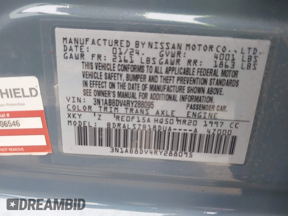 2024 Nissan Sentra SR with VIN 3N1AB8DV4RY288095, listed as a IAAI auction lot 41566313 with 9,076 mi miles. Bid and sale history available at carsss.com. Image 9.