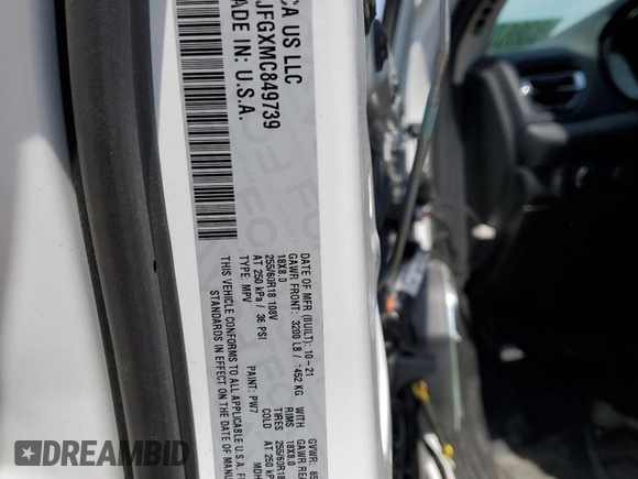 2021 Dodge Durango Special Service with VIN 1C4RDJFGXMC849739, listed as a Copart auction lot 53867175 with 59,258 mi miles and Salvage title. Bid and sale history available at DreamBid. Image 14.