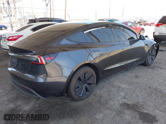 2025 Tesla Model 3 Long Range with VIN 5YJ3E1EA5SF978214, listed as a IAAI auction lot 42525444 with 6,489 mi miles and . Bid and sale history available at DreamBid. Image 4.