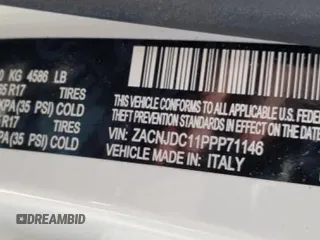 2023 Jeep Renegade Trailhawk with VIN ZACNJDC11PPP71146, listed as a Copart auction lot 53000655 with Not provided miles and Salvage title. Bid and sale history available at DreamBid. Image 12.