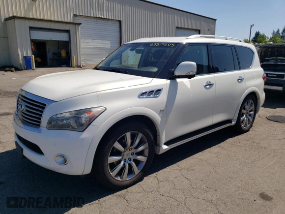 2014 Infiniti QX80 with VIN JN8AZ2NC9E9350906, listed as a Copart auction lot 65817505 with 123,790 mi miles and Clean title. Bid and sale history available at DreamBid. Image 1.