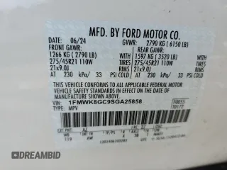 2025 Ford Explorer ST with VIN 1FMWK8GC9SGA25858, listed as a Copart auction lot 86592124 with 6,735 mi miles and Salvage Title. Bid and sale history available at carsss.com. Image 15.