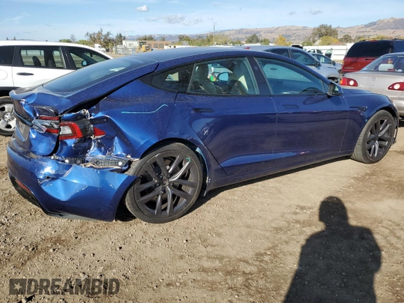 2021 Tesla Model S Long Range with VIN 5YJSA1E56MF428419, listed as a Copart auction lot 80341534 with 22,488 mi miles and Salvage title. Bid and sale history available at DreamBid. Image 3.