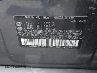 2017 Subaru Legacy with VIN 4S3BNAB60H3007395, listed as a IAAI auction lot 42011789 with 171,508 mi miles. Bid and sale history available at carsss.com. Image 9.