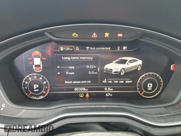 2019 Audi A5 Sportback Premium Plus z VIN WAUENCF54KA020743, wystawiony jako Copart lot #57299155 z przebiegiem 80 308 mil mil oraz Szkoda całkowita • Salvage title. Historia ofert i sprzedaży dostępna na DreamBid. Obrazek 9.