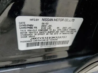 2003 Infiniti G35 w/Leather z VIN JNKCV51E93M329751, wystawiony jako Copart lot #58935795 z przebiegiem 171 632 mil mil oraz Szkoda całkowita • Salvage title. Historia ofert i sprzedaży dostępna na DreamBid. Obrazek 12.