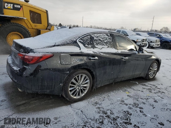 2023 Infiniti Q50 Luxe with VIN JN1EV7BR8PM541976, listed as a Copart auction lot 45134995 with 19,621 mi miles and Salvage title. Bid and sale history available at DreamBid. Image 3.