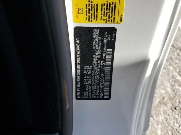 2015 BMW 4 Series 428i with VIN WBA3N7C50FK222157, listed as a Copart auction lot 87551365 with 0 mi miles and Salvage Title. Bid and sale history available at carsss.com. Image 13.