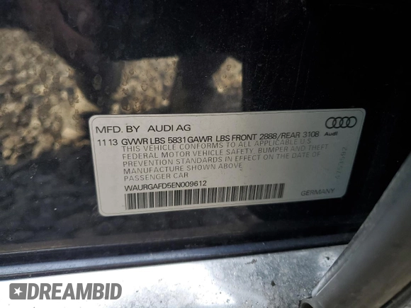 2014 Audi A8 3.0T z VIN WAURGAFD5EN009612, wystawiony jako Copart lot #49860895 z przebiegiem 170 973 mil mil oraz Szkoda całkowita • Salvage title. Historia ofert i sprzedaży dostępna na DreamBid. Obrazek 12.