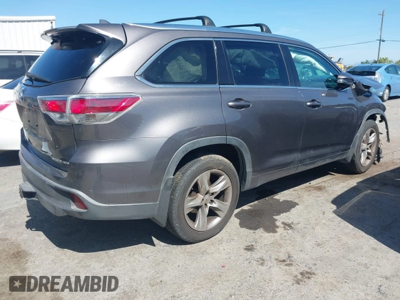 2015 Toyota Highlander Limited with VIN 5TDDKRFH2FS139999, listed as a IAAI auction lot 42380799 with 66,517 mi miles and . Bid and sale history available at DreamBid. Image 4.
