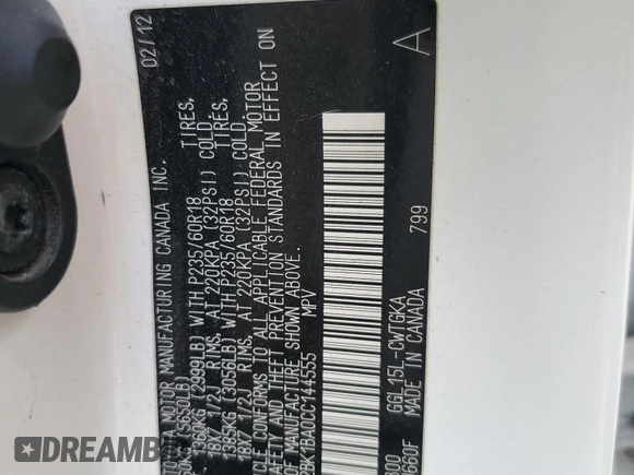 2012 Lexus RX 350 с VIN 2T2BK1BA0CC144555, выставлен на аукционе Copart как лот 57557815 с пробегом 165 195 миль миль и Списание • Salvage title. История ставок и продаж доступна на DreamBid. Изображение 13.