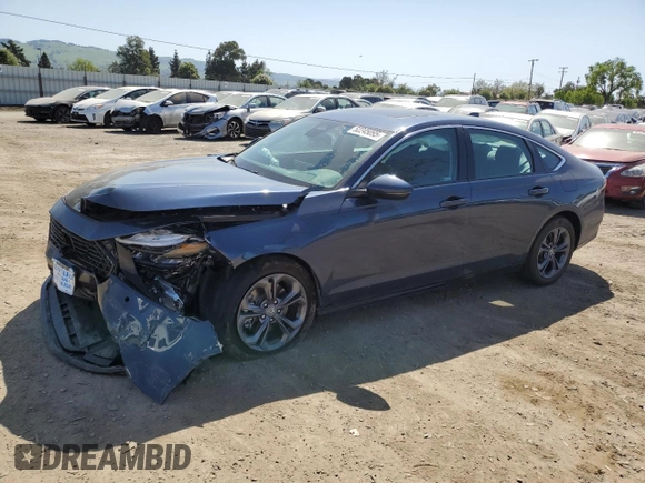 2025 Honda Accord EX-L with VIN 1HGCY2F6XSA007159, listed as a Copart auction lot 52245095 with 2,588 mi miles and Salvage title. Bid and sale history available at DreamBid. Image 1.