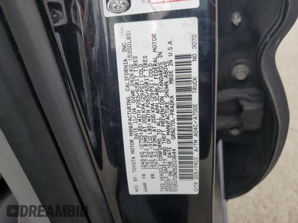 2005 Toyota Tacoma PreRunner with VIN 5TEKU72N05Z013644, listed as a Copart auction lot 45429775 with 254,291 mi miles and Salvage Title. Bid and sale history available at carsss.com. Image 12.