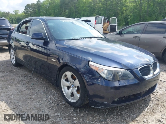 2005 BMW 5 Series 530i with VIN WBANA73515B813665, listed as a IAAI auction lot 42120936 with 142,059 mi miles and . Bid and sale history available at carsss.com. Image 1.