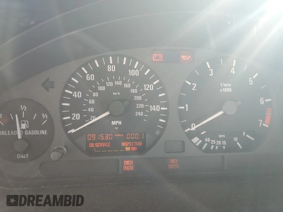 1999 BMW 3 Series 323icA with VIN WBABJ8338XEM24966, listed as a Copart auction lot 83029364 with 91,530 mi miles and Non Repairable. Bid and sale history available at carsss.com. Image 9.