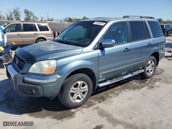 2005 Honda Pilot EX-L with RES with VIN 5FNYF18665B029964, listed as a Copart auction lot 48349055 with 214,108 mi miles and Salvage Title. Bid and sale history available at carsss.com. Image 1.