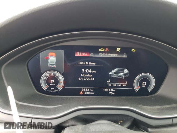 2020 Audi A5 Sportback Premium Plus with VIN WAUCNCF59LA020388, listed as a Copart auction lot 55458853 with 35,331 mi miles. Bid and sale history available at carsss.com. Image 9.
