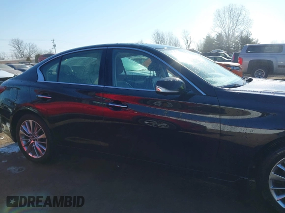 2023 Infiniti Q50 Luxe with VIN JN1EV7BR3PM542405, listed as a IAAI auction lot 41737342 with 12,353 mi miles and . Bid and sale history available at DreamBid. Image 14.