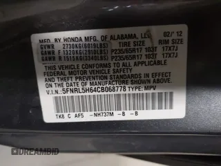 2012 Honda Odyssey EX-L с VIN 5FNRL5H64CB068778, выставлен на аукционе IAAI как лот 42306089 с пробегом 337 868 миль миль и . История ставок и продаж доступна на DreamBid. Изображение 9.