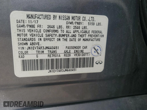 2018 Infiniti Q50 3.0t LUXE with VIN JN1EV7AR3JM440451, listed as a Copart auction lot 70054044 with 112,855 mi miles and Salvage Title. Bid and sale history available at carsss.com. Image 12.