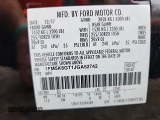 2018 Ford Explorer Sport with VIN 1FM5K8GT1JGA52742, listed as a Copart auction lot 64872875 with 50,024 mi miles and Clean title. Bid and sale history available at DreamBid. Image 13.