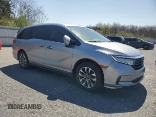 2022 Honda Odyssey EX-L with VIN 5FNRL6H73NB067462, listed as a Copart auction lot 53811365 with 44,182 mi miles and Salvage Title. Bid and sale history available at DreamBid. Image 4.