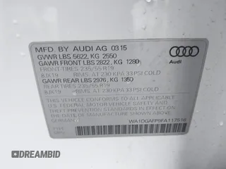 2015 Audi Q5 Premium Plus с VIN WA1DGAFP9FA117516, выставлен на аукционе IAAI как лот 41482588 с пробегом 113 324 миль миль и . История ставок и продаж доступна на DreamBid. Изображение 9.