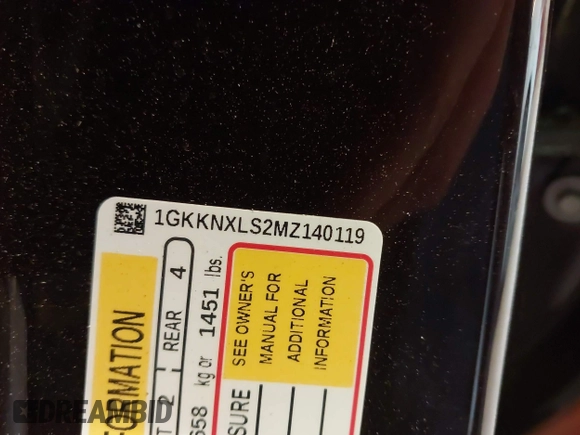2021 GMC Acadia Denali with VIN 1GKKNXLS2MZ140119, listed as a IAAI auction lot 42553557 with 50,197 mi miles and . Bid and sale history available at DreamBid. Image 9.