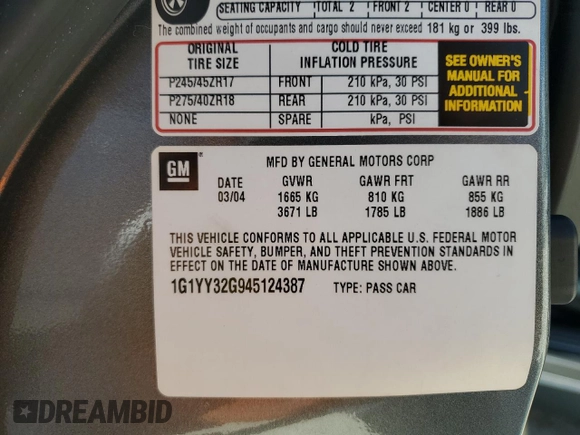 2004 Chevrolet Corvette with VIN 1G1YY32G945124387, listed as a Copart auction lot 77113234 with 59,985 mi miles and Salvage Title. Bid and sale history available at carsss.com. Image 13.