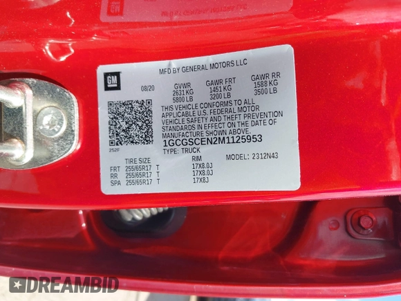 2021 Chevrolet Colorado 2WD LT with VIN 1GCGSCEN2M1125953, listed as a IAAI auction lot 42508823 with 106,215 mi miles and . Bid and sale history available at DreamBid. Image 9.
