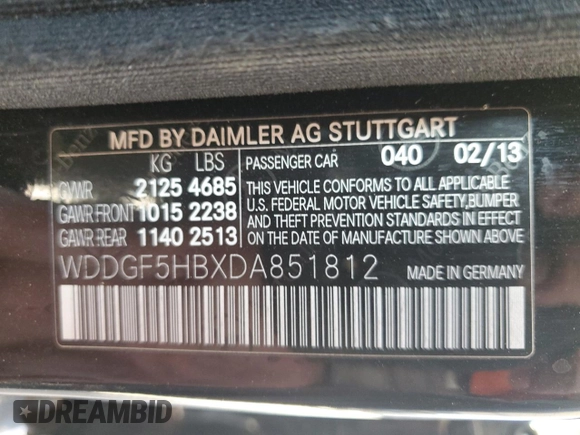 2013 Mercedes-Benz C 350 Sport with VIN WDDGF5HBXDA851812, listed as a Copart auction lot 72646034 with 56,788 mi miles and Salvage Title. Bid and sale history available at DreamBid. Image 12.