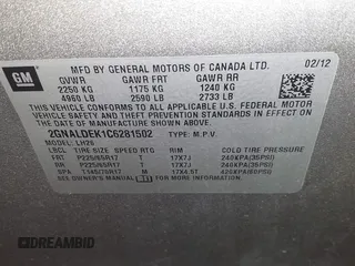 2012 Chevrolet Equinox LT w/1LT with VIN 2GNALDEK1C6281502, listed as a IAAI auction lot 41714214 with 142,552 mi miles. Bid and sale history available at carsss.com. Image 9.