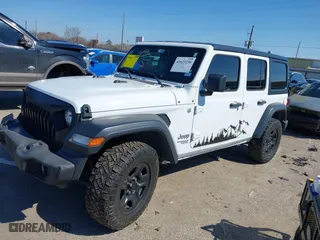 2018 Jeep Wrangler Unlimited Sport S with VIN 1C4HJXDG0JW140869, listed as a IAAI auction lot 41623256 with 112,197 mi miles. Bid and sale history available at carsss.com. Image 2.