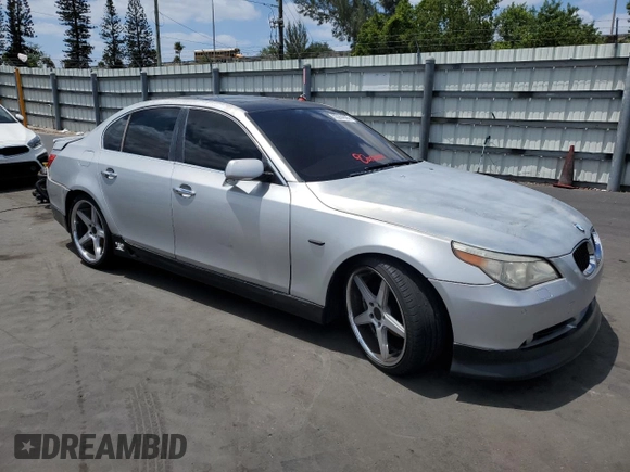 2005 BMW 5 Series 530i with VIN WBANA73505CR59646, listed as a Copart auction lot 55264865 with 187,911 mi miles and Salvage title. Bid and sale history available at DreamBid. Image 4.