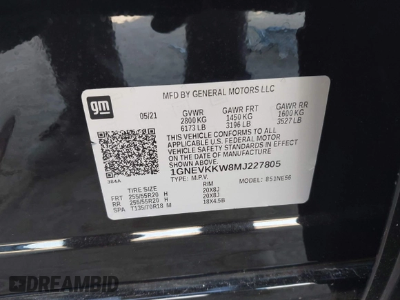 2021 Chevrolet Traverse Premier with VIN 1GNEVKKW8MJ227805, listed as a IAAI auction lot 41491736 with 30,323 mi miles. Bid and sale history available at carsss.com. Image 9.