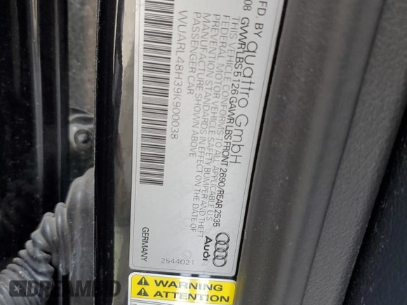 2009 Audi S4 z VIN WUARL48H39K900038, wystawiony jako Copart lot #53670315 z przebiegiem 73 539 mil mil oraz Szkoda całkowita • Salvage title. Historia ofert i sprzedaży dostępna na DreamBid. Obrazek 12.