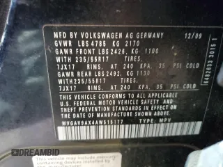 2010 Volkswagen Tiguan with VIN WVGAV9AX4AW515177, listed as a Copart auction lot 89202075 with 175,788 mi miles and Salvage Title. Bid and sale history available at DreamBid. Image 13.