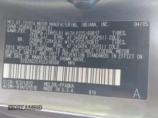 2005 Toyota Sienna XLE with VIN 5TDZA22C45S318568, listed as a IAAI auction lot 42225965 with 183,393 mi miles and . Bid and sale history available at DreamBid. Image 9.